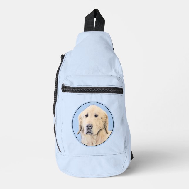Golden Retriever Painting Cute Original Dog Art Sling Bag (Front)