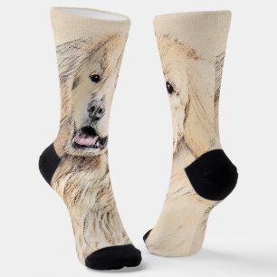 Golden Retriever Painting - Cute Original Dog Art Socks