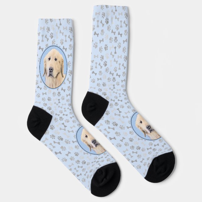 Golden Retriever Painting - Cute Original Dog Art Socks (Right)