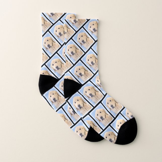 Golden Retriever Painting Cute Original Dog Art Socks (Pair)