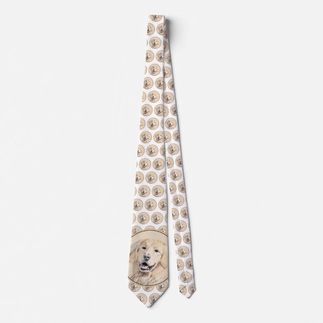 Golden Retriever Painting - Cute Original Dog Art Tie (Front)