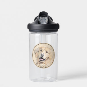 Golden Retriever Painting - Cute Original Dog Art Water Bottle