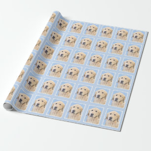Golden Retriever Painting - Cute Original Dog Art Wrapping Paper