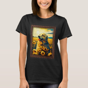 Golden Retriever Painting Sunflower Flower Mum Wom T-Shirt
