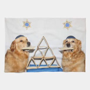 Golden Retriever Passover Matzo Tea Towel