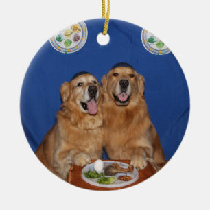 Golden Retriever Passover Seder Plate Ceramic Tree Decoration