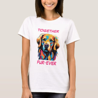 Golden Retriever Pastel Colourful Abstract Dog Art T-Shirt
