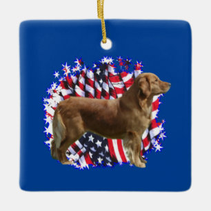 Golden Retriever Patriot Ceramic Ornament