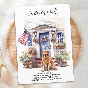 Golden Retriever Patriotic Custom Pet Dog Moving Announcement