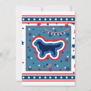 Golden Retriever Patriotic Red White Blue 4th July Holiday Card