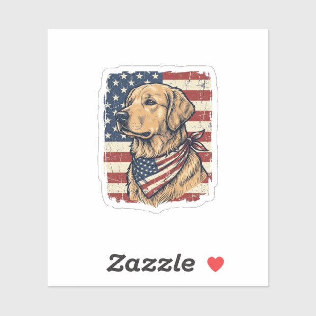 Golden Retriever Patriotic Vintage Vector Design_1 (Sheet)