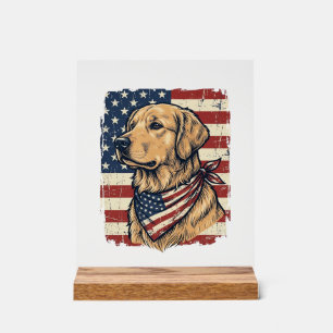 Golden Retriever Patriotic Vintage Vector Design_1 Acrylic Sign