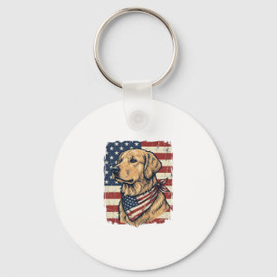 Golden Retriever Patriotic Vintage Vector Design_1 Key Ring