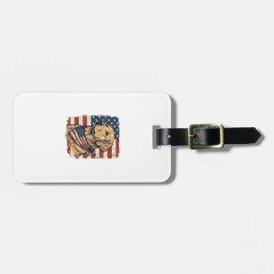 Golden Retriever Patriotic Vintage Vector Design_1 Luggage Tag