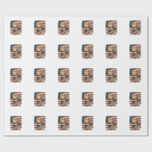 Golden Retriever Patriotic Vintage Vector Design_1 Wrapping Paper