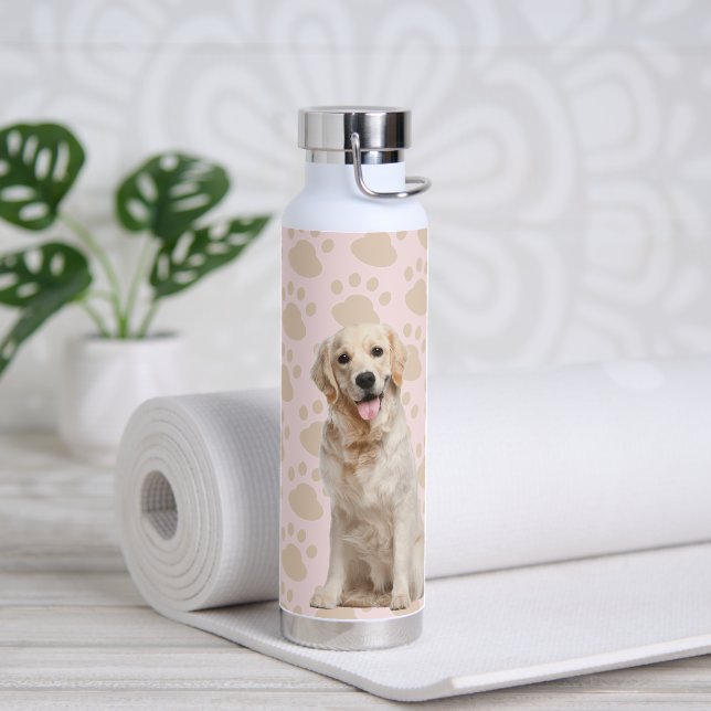 Golden Retriever Pawprints  Water Bottle (Yoga)