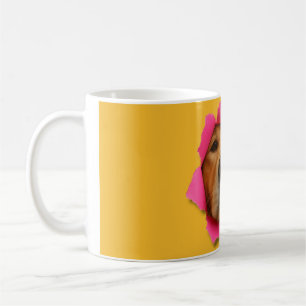 Golden Retriever Peeking Through Paper Coffee Mug