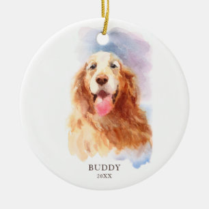 Golden Retriever Personalised Dog Name Christmas Ceramic Ornament