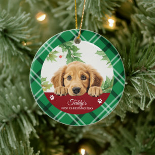 Golden Retriever Personalised First Christmas Ceramic Ornament