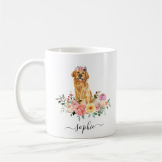 Golden Retriever Personalised Floral Coffee Mug