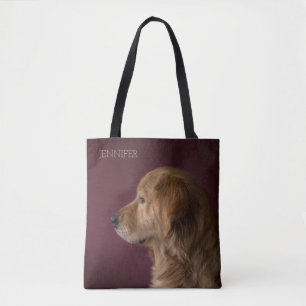 Golden Retriever Personalised Name   Dog Tote Bag