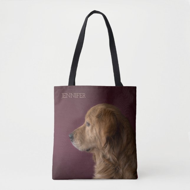 Golden Retriever Personalised Name | Dog Tote Bag (Front)