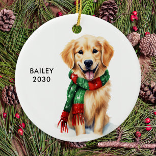 Golden Retriever Personalized Dog Lover Christmas Ceramic Ornament