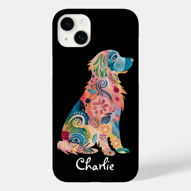 Golden Retriever Pet Dog Abstract Flowers Custom Case-Mate iPhone Case (Back)