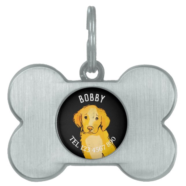 Golden retriever pet ID tag (Front)