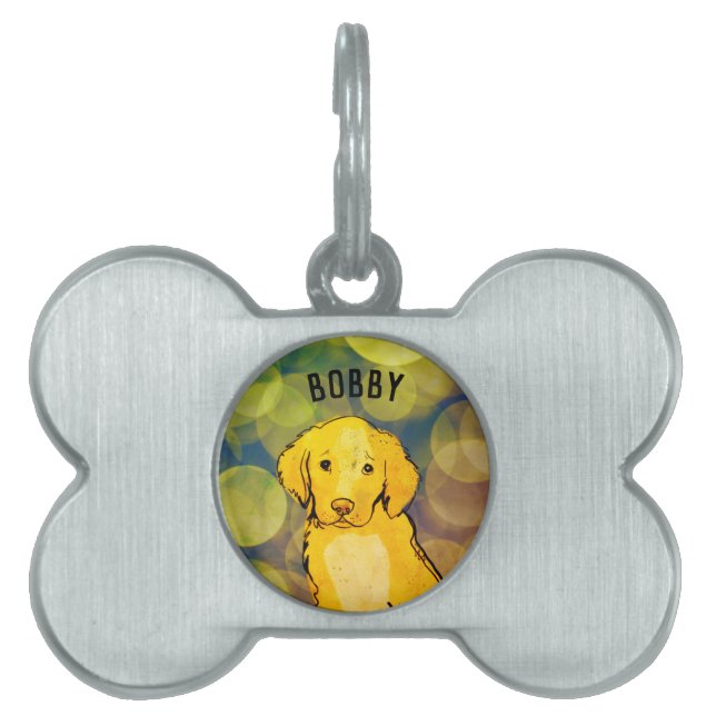 Golden retriever pet ID tag (Front)