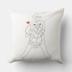 Golden Retriever Pet Line Art with Name Cushion