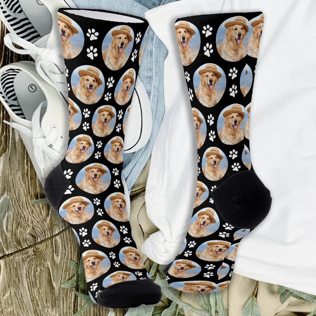 Golden Retriever Pet Photo Paw Prints Dog Lover Socks (Creator Uploaded)