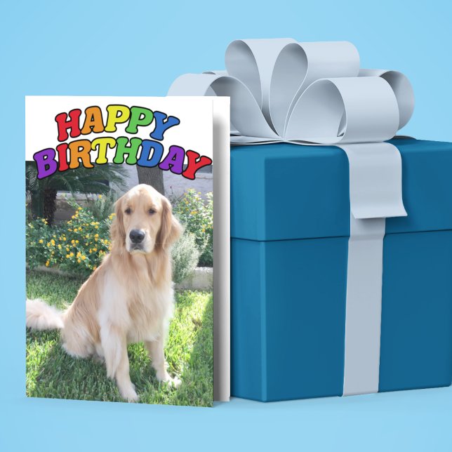 Golden Retriever Photo Beautiful Rainbow Birthday Card (Creator Uploaded)