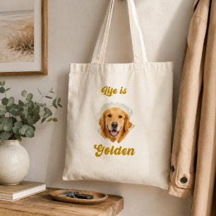 Golden Retriever Photo Life Is Golden Tote Bag