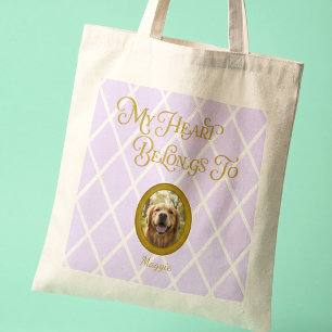 Golden Retriever Photo Tote Bag   Custom Name