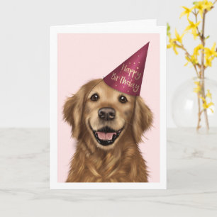 Golden Retriever Pink Birthday Greeting Card