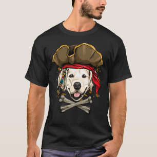 Golden Retriever Pirate Dog Halloween Jolly Roger T-Shirt