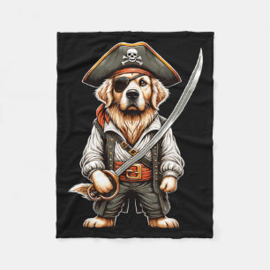 Golden Retriever Pirate Dog Halloween Party Fleece Blanket