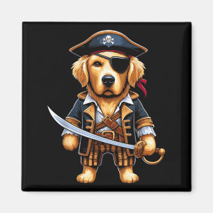 Golden Retriever Pirate Dog Halloween Party Magnet