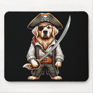 Golden Retriever Pirate Dog Halloween Party Mouse Pad