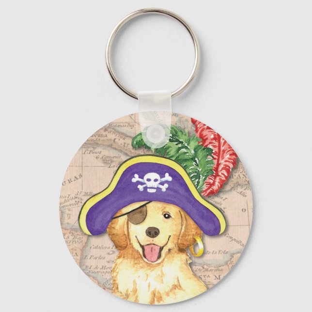 Golden Retriever Pirate Key Ring (Front)
