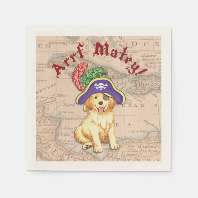 Golden Retriever Pirate Napkin (Front)