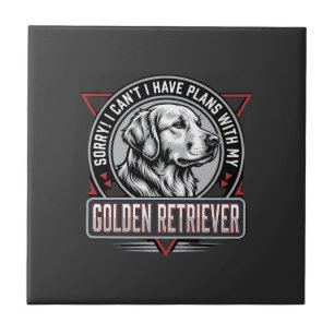 Golden Retriever Plans Dog Badge Design Ceramic Tile