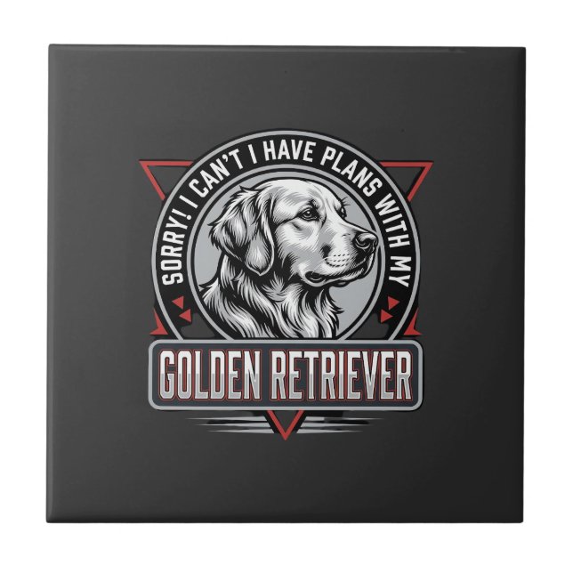 Golden Retriever Plans Dog Badge Design Ceramic Tile (Front)