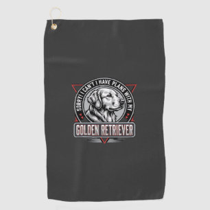 Golden Retriever Plans Dog Badge Design Golf Towel
