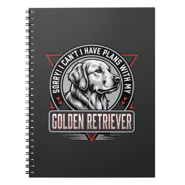 Golden Retriever Plans Dog Badge Design Notebook (Front)