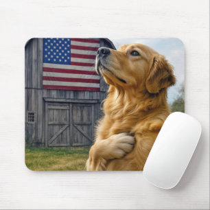 Golden Retriever Pledging Allegiance Mouse Pad