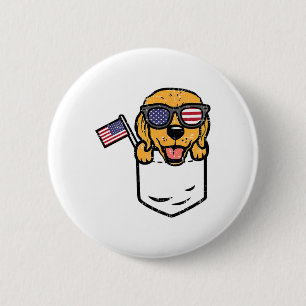 Golden Retriever Pocket American Usa 4th Of July F 6 Cm Round Badge