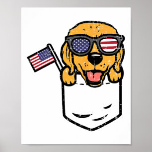 Golden Retriever Pocket American Usa 4th Of July F Poster