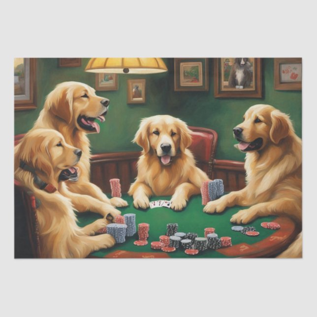 Golden Retriever Poker Party Decoupage Paper (Front)